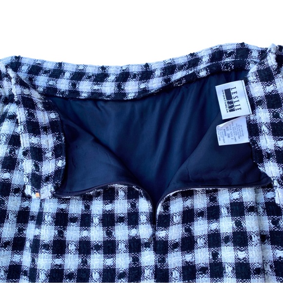 VINTAGE LESLIE FAY BLACK WHITE PLAID SKIRT SIZE 26W WOOL BLEND WINTER GRUNGE 3XL - Picture 4 of 7